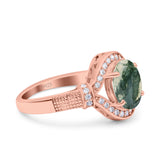 Art Deco Oval Natural Stone Halo Ring