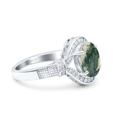 Art Deco Oval Natural Stone Halo Ring