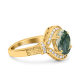 Art Deco Oval Natural Stone Halo Ring