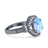 Art Deco Oval Natural Stone Halo Ring