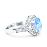 Art Deco Oval Natural Stone Halo Ring