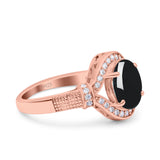 Art Deco Oval Natural Stone Halo Ring