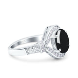 Art Deco Oval Natural Stone Halo Ring