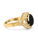 Art Deco Oval Natural Stone Halo Ring