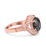 Art Deco Oval Natural Stone Halo Ring