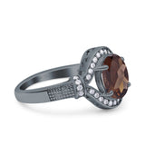 Art Deco Oval Natural Stone Halo Ring