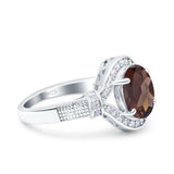 Art Deco Oval Natural Stone Halo Ring
