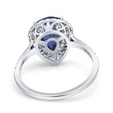 Pear Teardrop Halo Natural Diamond Ring