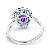 Pear Teardrop Halo Natural Diamond Ring