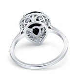 Pear Teardrop Halo Natural Diamond Ring