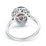 Pear Teardrop Halo Natural Diamond Ring