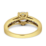 Round Classic Style Princess Cut Gold Ring