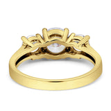 Three Stone Round Cubic Zirconia Gold Ring