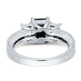 Three Stone Round & Emerald Cut CZ Gold Ring