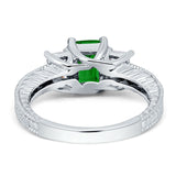 Three Stone Round & Emerald Cut CZ Gold Ring