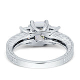 Three Stone Emerald Cut Gold Ring