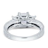 Three Stone Emerald Cut Gold Ring