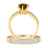 Two Piece Round Solitaire Half Eternity Cathedral Ring