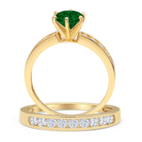 Two Piece Round Solitaire Half Eternity Cathedral Ring