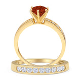 Two Piece Round Solitaire Half Eternity Cathedral Ring