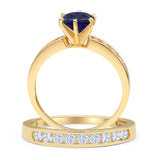 Two Piece Round Lab Alexandrite Cathedral Ring