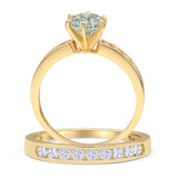Two Piece Round Natural Green Amethyst Prasiolite Cathedral Ring