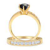 Two Piece Round Natural Black Onyx Cathedral Ring