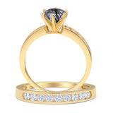 Two Piece Round Natural Rutilated Quartz Cathedral Ring