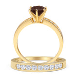 Two Piece Round Natural Chocolate Smoky Quartz Cathedral Ring