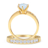 Two Piece Round Solitaire Half Eternity Cathedral Ring