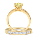 Two Piece Round Solitaire Half Eternity Cathedral Ring