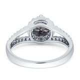 Round Halo Split Shank Gold Ring