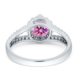 Round CZ Halo Split Shank Gold Ring