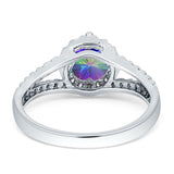 Round CZ Halo Split Shank Gold Ring