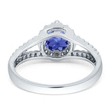 Round CZ Halo Split Shank Gold Ring