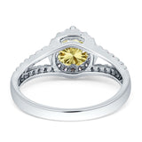 Round CZ Halo Split Shank Gold Ring