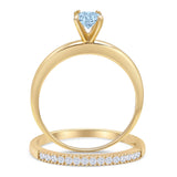 Two Piece Round Solitaire Eternity Gold Ring