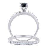 Two Piece Round Solitaire Eternity Gold Ring