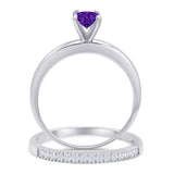 Two Piece Round Solitaire Bridal Gold Ring