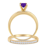 Two Piece Round Solitaire Bridal Gold Ring