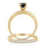 Two Piece Round Solitaire Bridal Gold Ring