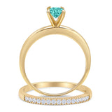 Two Piece Round Solitaire Eternity Gold Ring