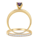 Two Piece Round Solitaire Eternity Gold Ring