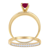 Two Piece Round Solitaire Eternity Gold Ring