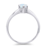 Marquise Lab Created White Opal Solitaire Gold Ring