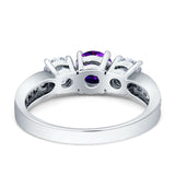 Three Stone Round CZ Gold Ring