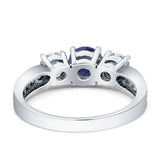 Three Stone Round Gold Ring