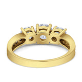 Three Stone Round Gold Ring