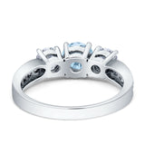 Three Stone Round Gold Ring