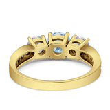 Three Stone Round Gold Ring